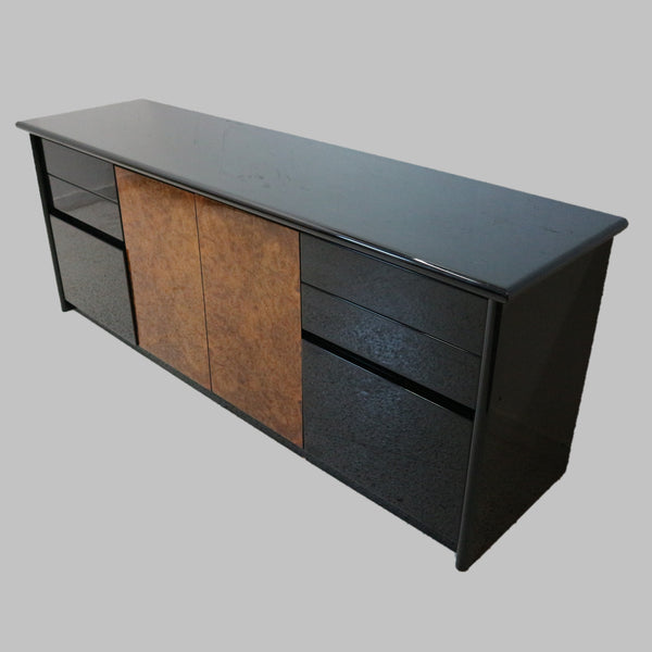 Vintage Cattelan Lacquered & Birds Eye Credenza