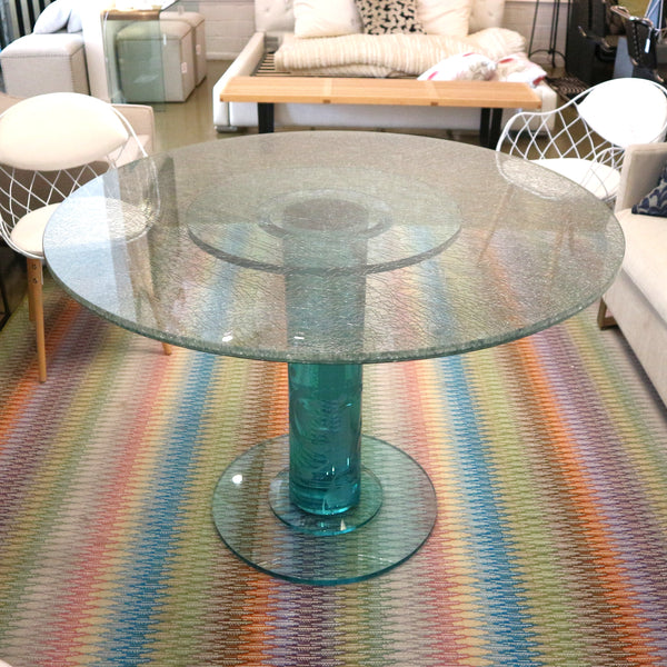 Frosted Etched & Crackle Glass Foyer Table