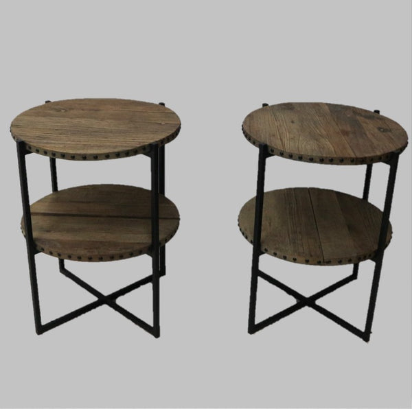 Pair of Uttermost Kamau Elm Wood Side Tables