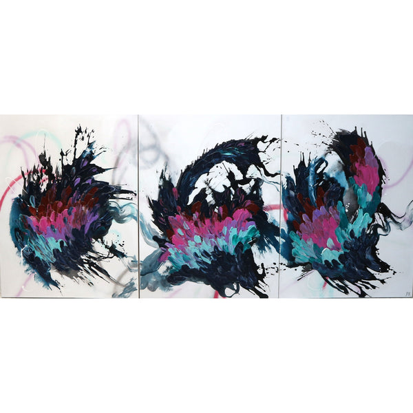 “Textured Twisters” Triptych by Jessica Medina Acrylic on canvas