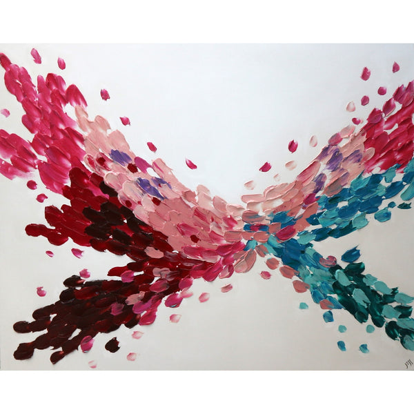 “Colorful Feathers III” by Jessica Medina Acrylic on Canvas