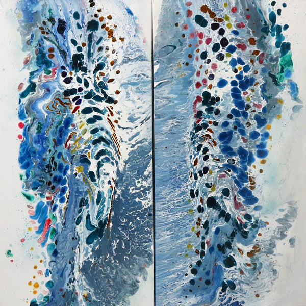 “Beach Time” Diptych by Jessica Medina Acrylic on Canvas