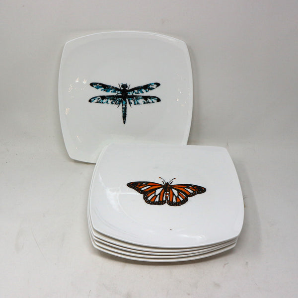 Set of 6 Hand Painted Insect Dinner Plates