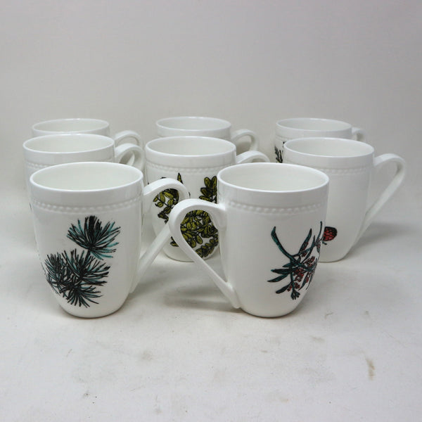 Set of 8 Hand Painted Floral Cups