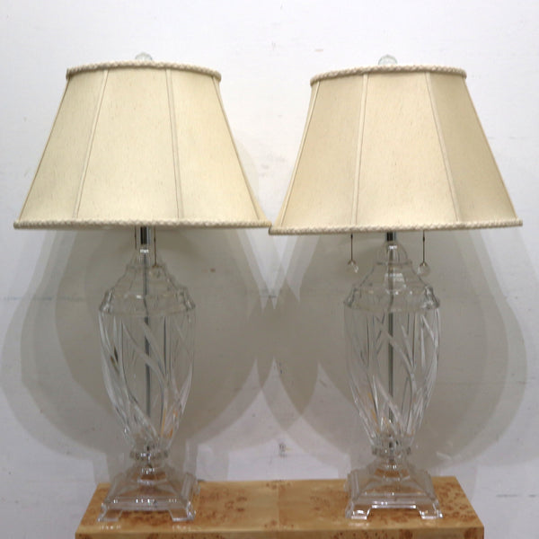 Pair of Vintage Cut Glass Lamps