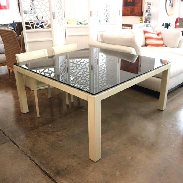 Pellizzoni Abaco Leather & Glass Dining Table (2-Available)