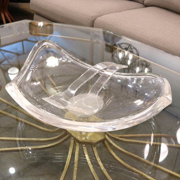 MCM Lucite Salad Bowl by Ritts Co. Astrolite w/Servers