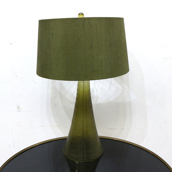 Arteriors Olive Glass Lamp w/Green Duponi Silk Shade