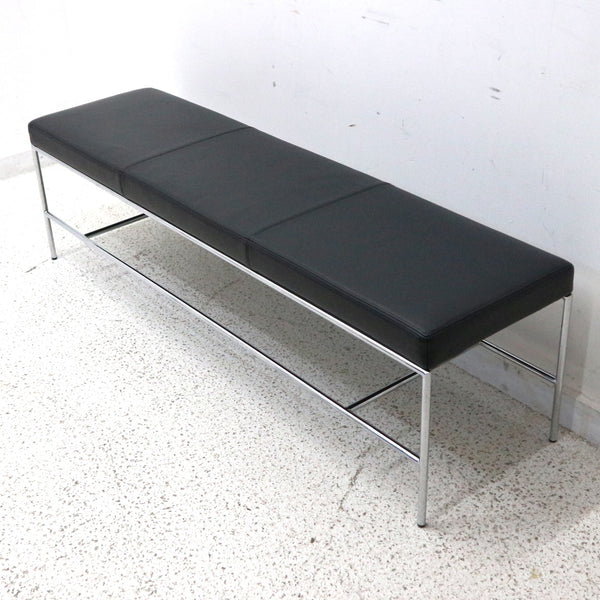 Grissini Black Leather & Chrome Bench