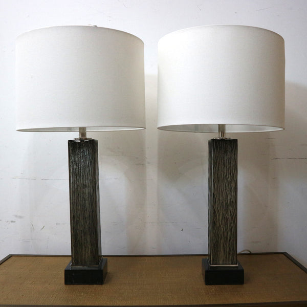Pair of Global Views Glass & Marble Table Lamps