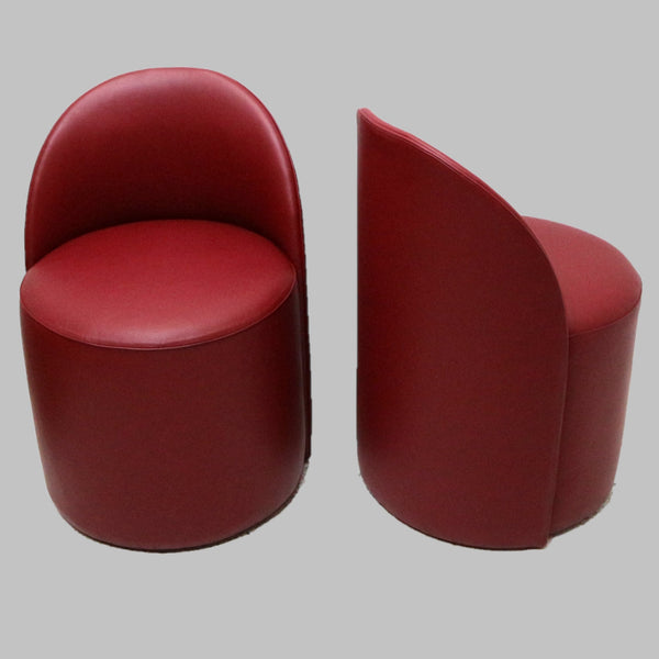 Set of 4 MG&BW Margaux Red Leather Chairs on Casters