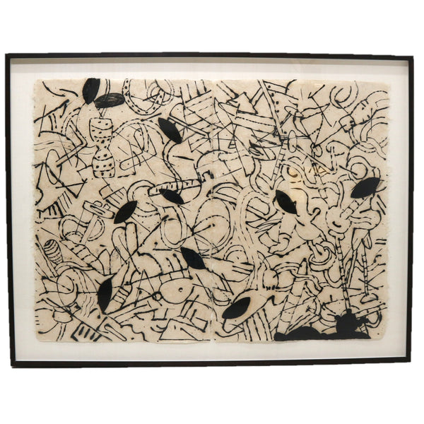 Ibsen Espada Ink on Rice Paper on Silk, Framed