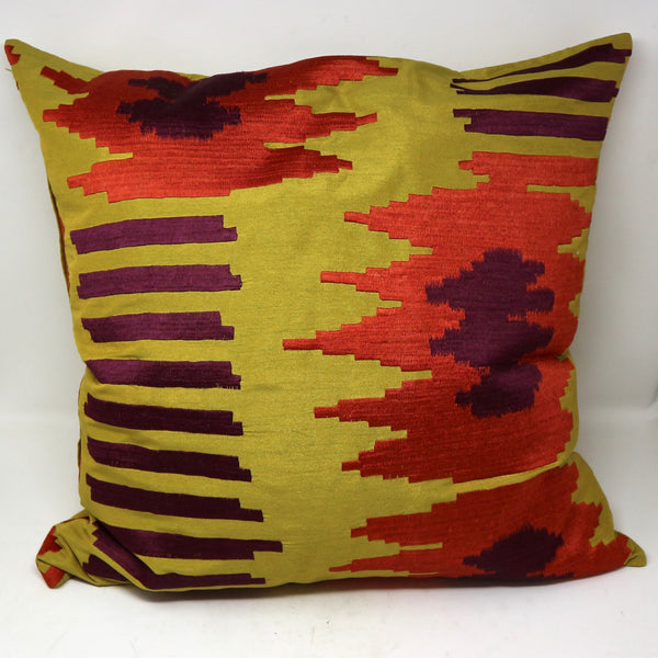 Chartreuse Pillow w/ Orange & Purple Threading