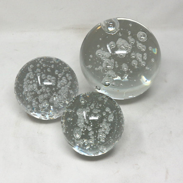 Set of 3 Seeded Glass Spheres