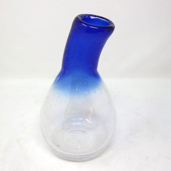 Blue & Clear Seeded Vase/Decanter