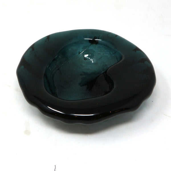 Blenko "Bear Paw" Free Form Teal Bowl