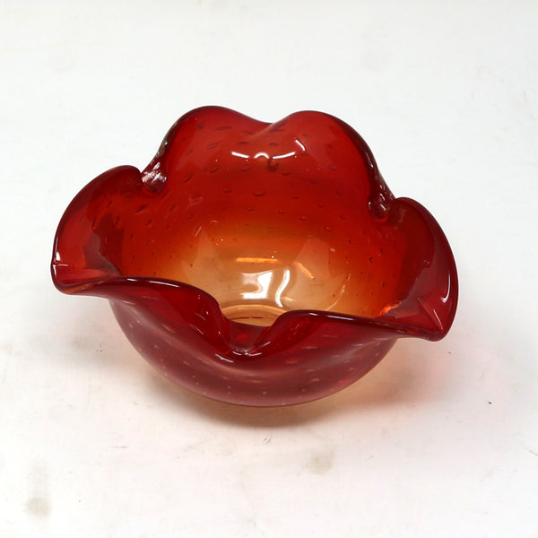 Murano Ruby Amberina Bullicante Bowl
