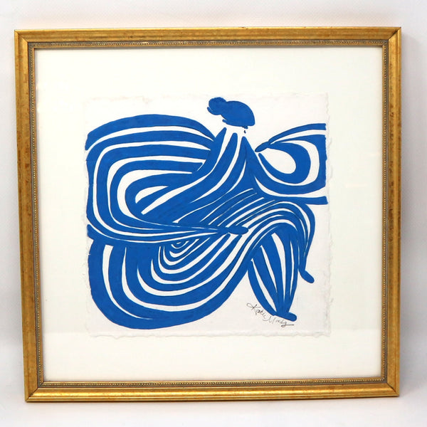 “Blue Bubble Suit” by Katie Moody Framed Ink on Paper