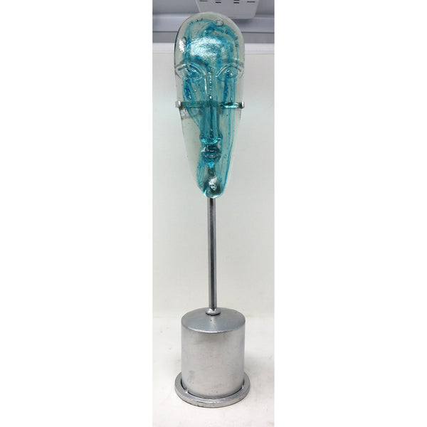 Hand Blown Glass Mask on Metal Stand by Gabriel & Rodolfo Lio Jaramillo