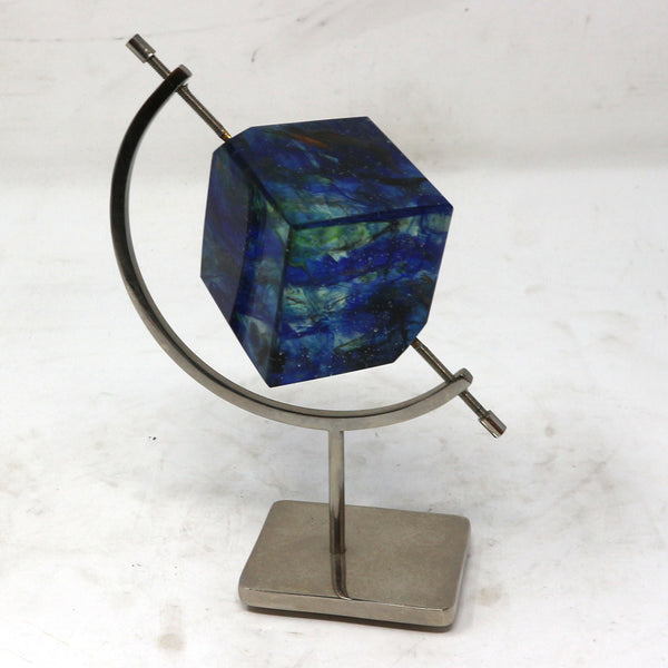 Blue Art Glass Cube by Raymond Raines