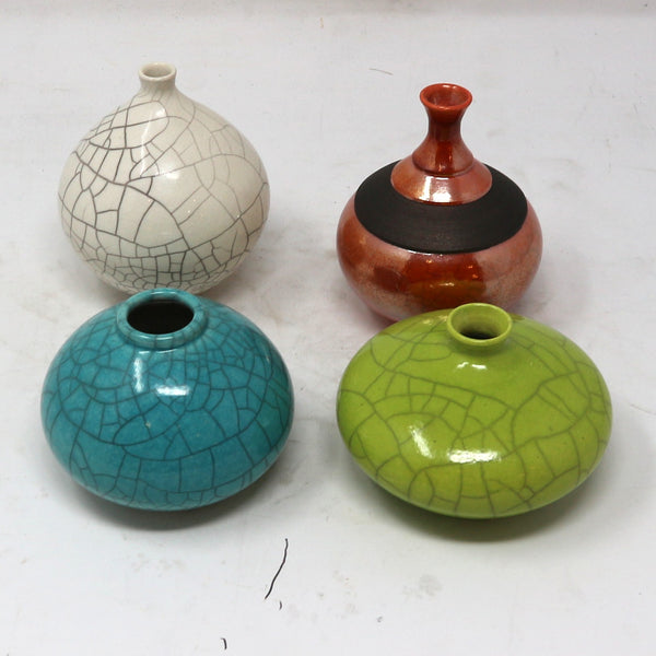 Set of 4 Mini Crackle Pottery
