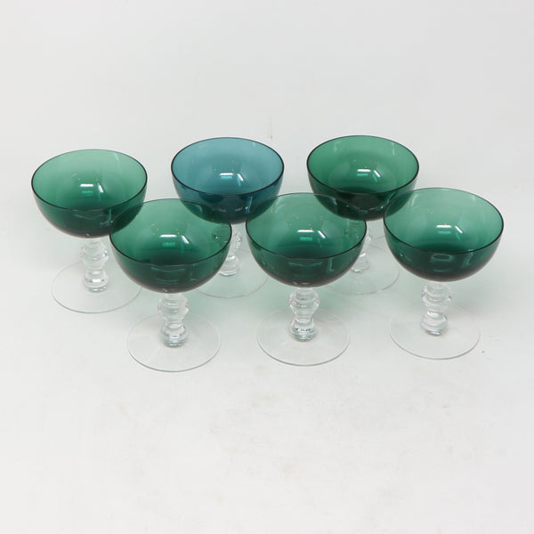 Set of 6 Tiffin Franciscan Green Coupes