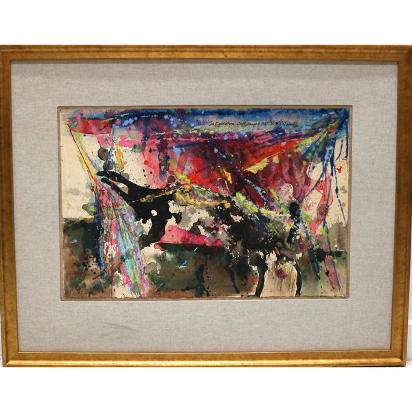 “Viet Configuration One” by Wm. S. Gamble -1970 Framed Acrylic on Watercolor Paper