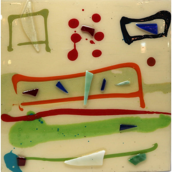 Mixed Media Glass Art on Wood Square