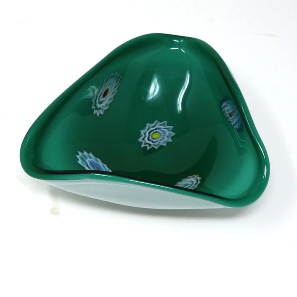 Murano Green Folded Fused Glass Bowl