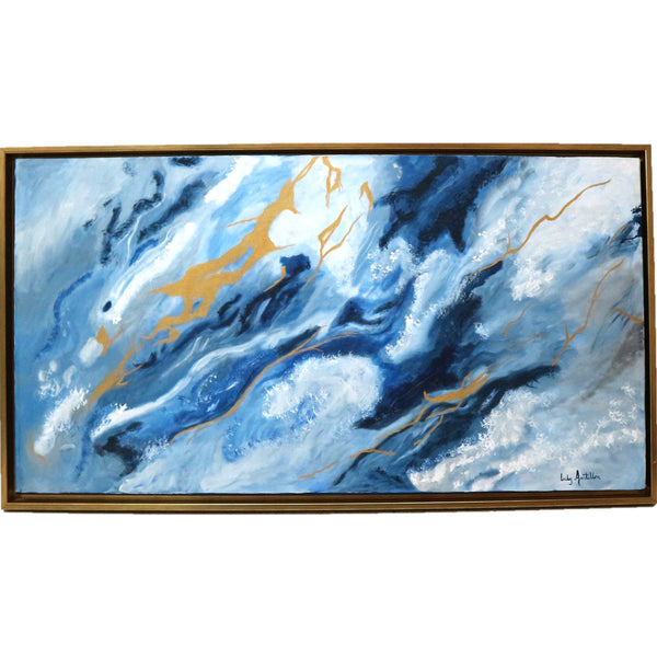 “Deep Waves” by Lourdes Antillon Framed Mixed Media on Canvas