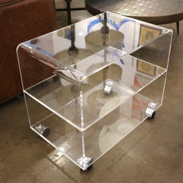 Acrylic Waterfall Rolling Side Table