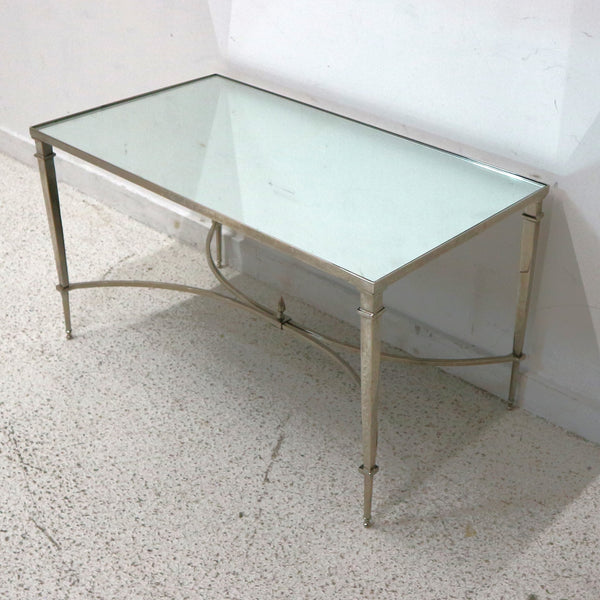 French Squared Leg Nickel & Mirror Table “As Is”