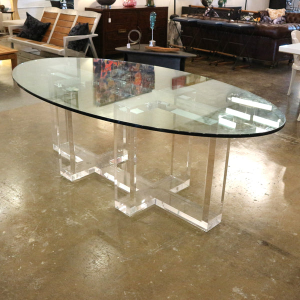 Allan Knight Acrylic &Glass Oval Table “As Is”