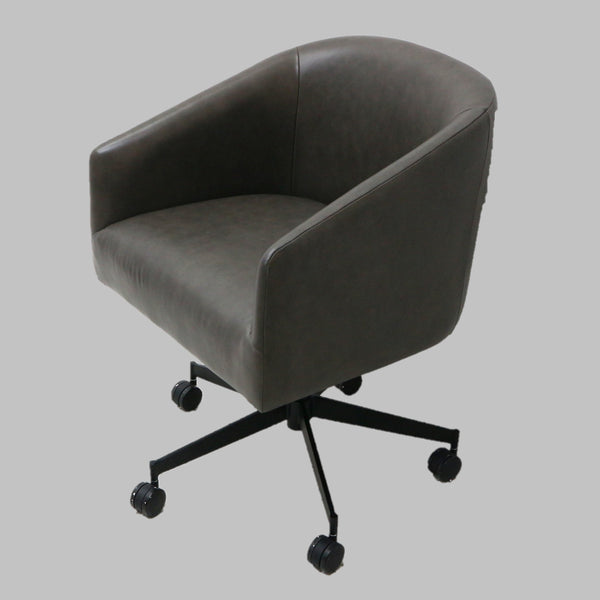 PB Baldwin Desk Chair in Wolf Grey Leather (2-Available)