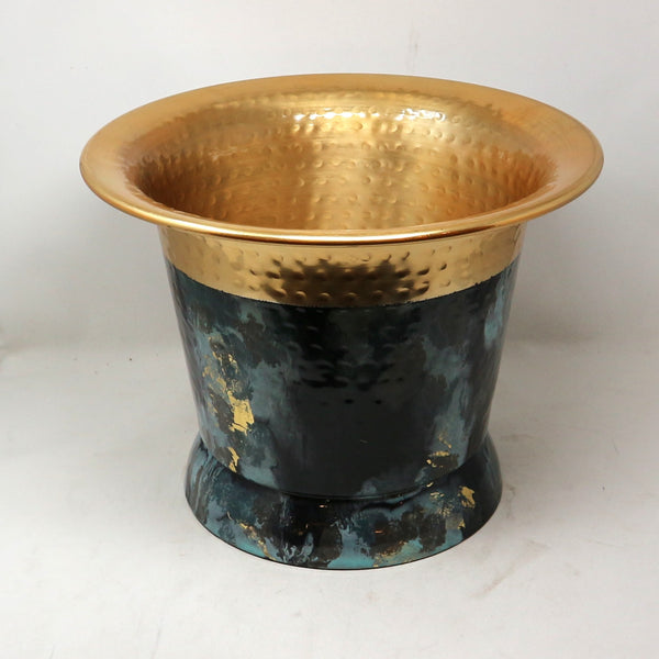 Painted Hammered Brass Pot