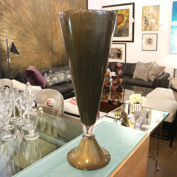 Large Gold Leaf Crackle Glass Vase