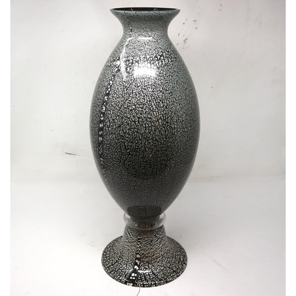 Silver Leaf Crackle Glass Urn Vase
