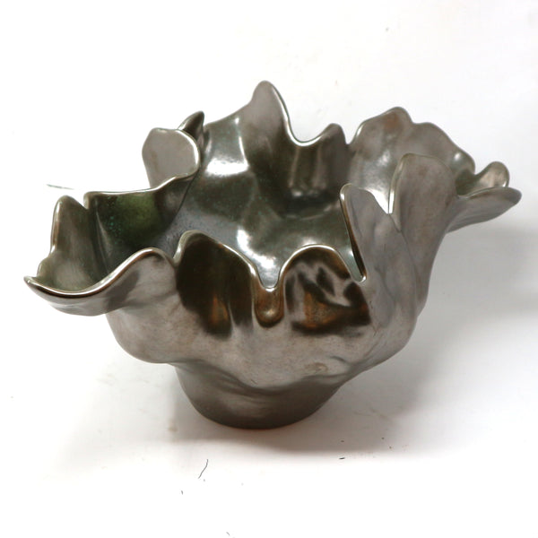 GV Silver Ceramic Ruffled Meteor Bowl