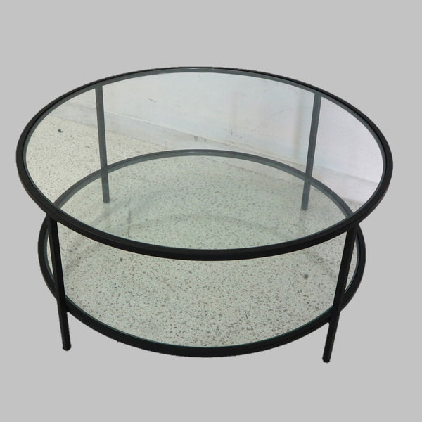 Round Two-Tier Glass Outdoor Coffee Table