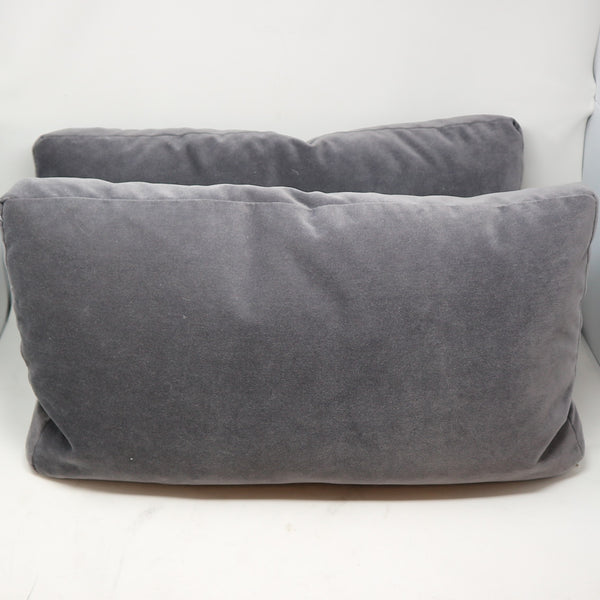 Pair of Rectangular Grey Velvet Down Pillows