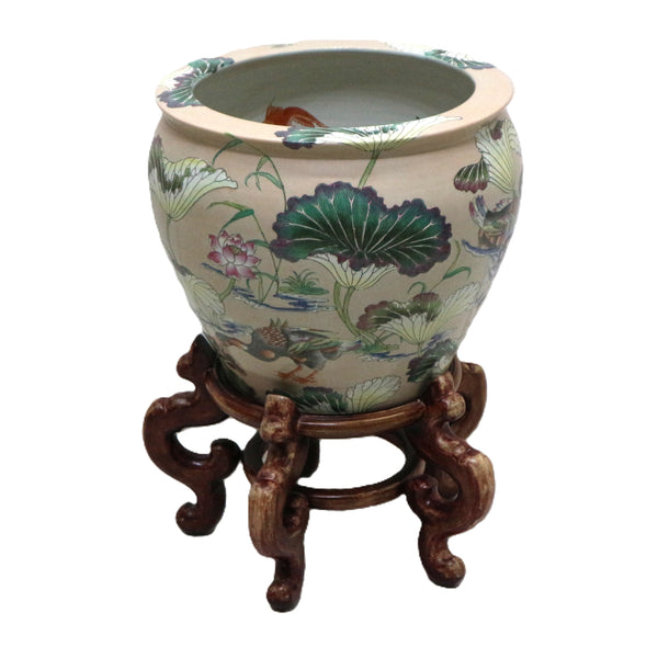Asian Ceramic Planter on Stand