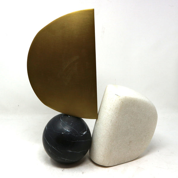 Hiroshi Sculpture Marble, Ricestone & Brass
