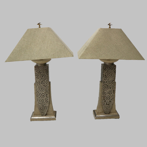 Pair of Faux Stone Lamps