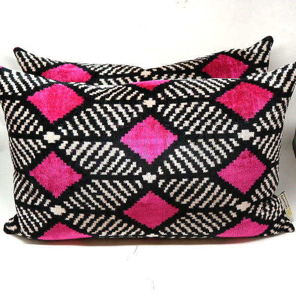Pair of Calicomfy Hot Pink Lumbar Pillows
