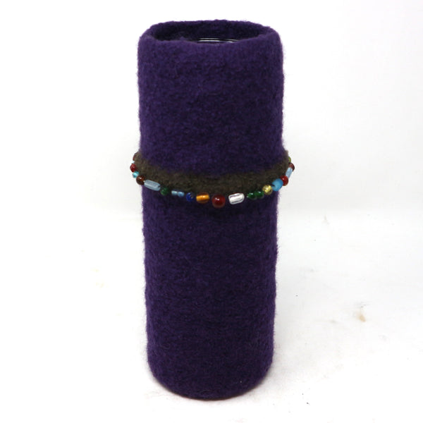 Purple Beaded Felt Wrapped Vase