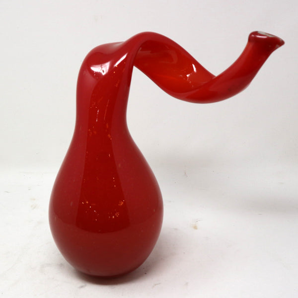 Hand Blown Red Glass Swirl Vase