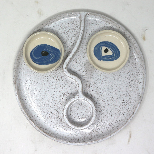 Ceramic Face Dish w/ Eye Bowls