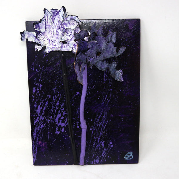 Tile Art Stick Flower Signed