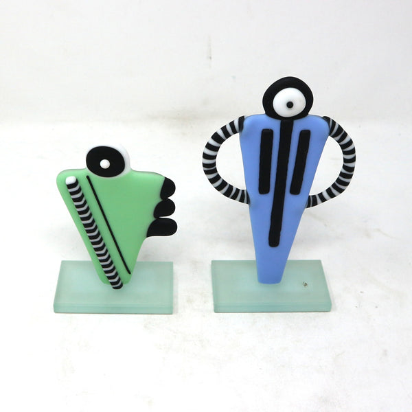 Set of 2 Fused Art Glass Figures