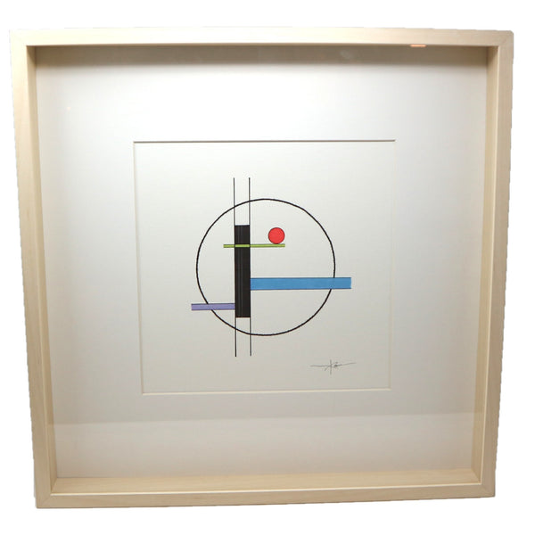 “Linear Red Dot” by Mark Newman Mixed Media on Paper